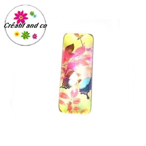 X2 cabochons rectangles papillon 10x25mm