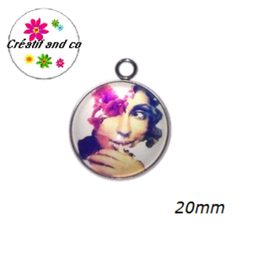 Pendentif cabochon visage femme 20mm