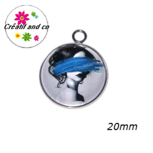Pendentif cabochon visage femme 20mm