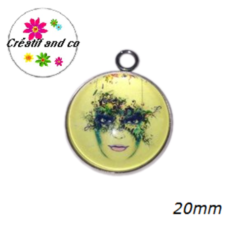 Pendentif cabochon visage femme 20mm