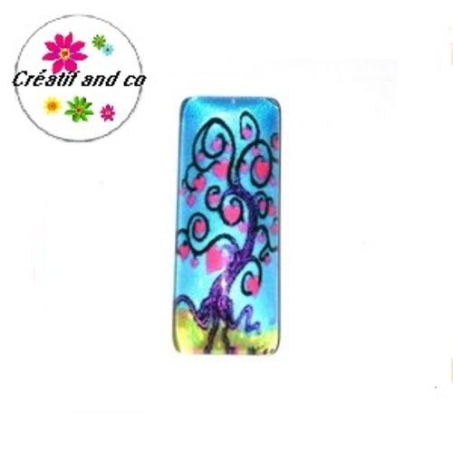X2 cabochons rectangles arbre de vie 10x25mm