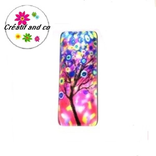 X2 cabochons rectangles arbre de vie 10x25mm