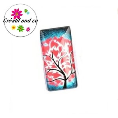 X2 cabochons rectangles arbre de vie 10x25mm