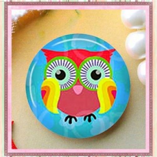 X2 cabochons hibou coloré 10mm