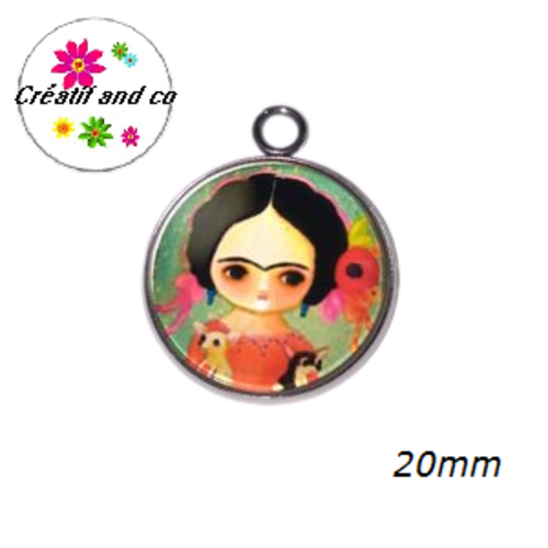 Pendentif cabochon femme gros sourcil  20mm