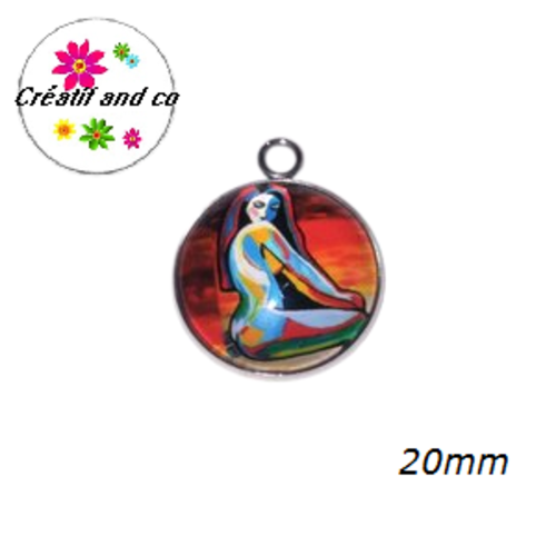 Pendentif cabochon femme peinture 20mm
