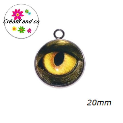 Pendentif cabochon oeil de rapace 20mm
