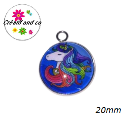 Pendentif cabochon licorne 20mm