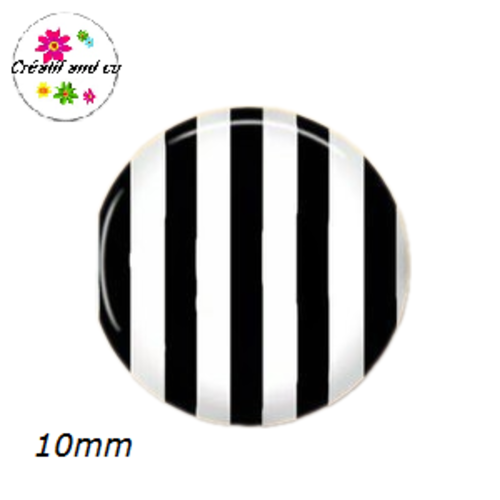 X2 cabochons noirs et blancs 10mm