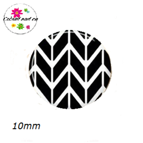 X2 cabochons noirs et blancs 10mm