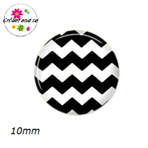 X2 cabochons noirs et blancs 10mm