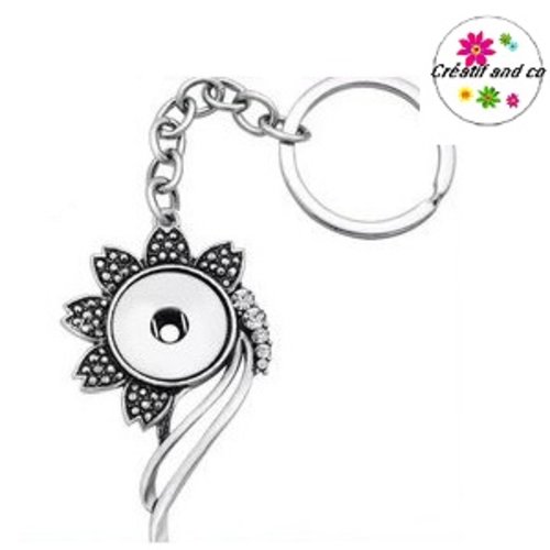 Porte clé grande fleur pour bouton pression