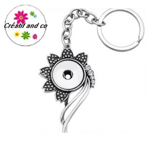 Porte clé grande fleur pour bouton pression