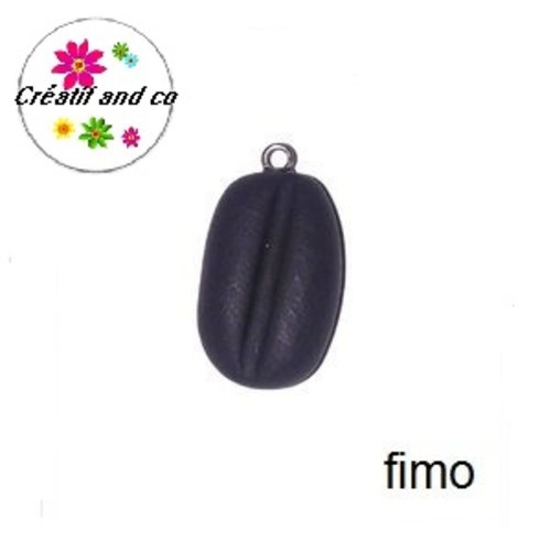 Grain de café noir fimo 22mm