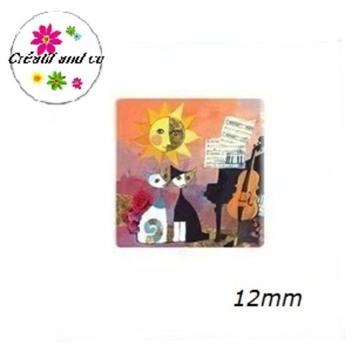 X2 cabochons carrés chat 12mm