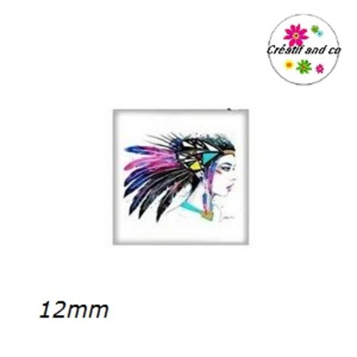 X2 cabochons visage femme indienne 12mm
