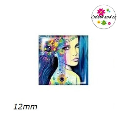 X2 cabochons visage femme indienne 12mm
