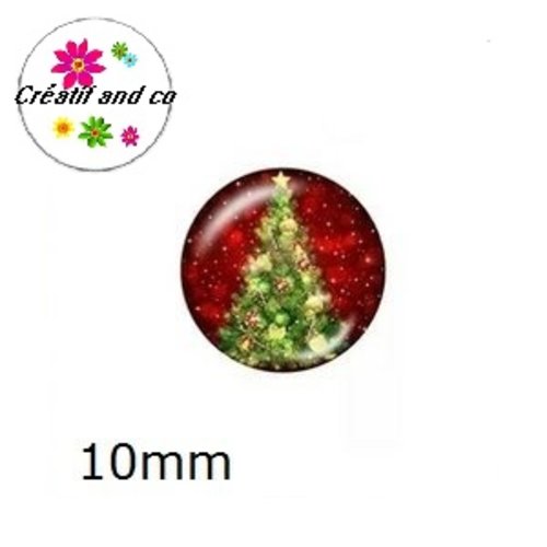 X2 cabochons sapin de noël 10mm