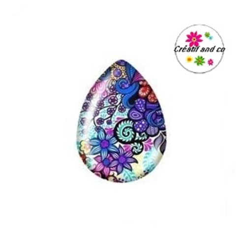 Cabochon goutte fleur 18x25mm