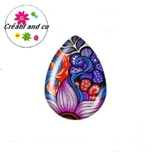 Cabochon goutte fleur 18x25mm