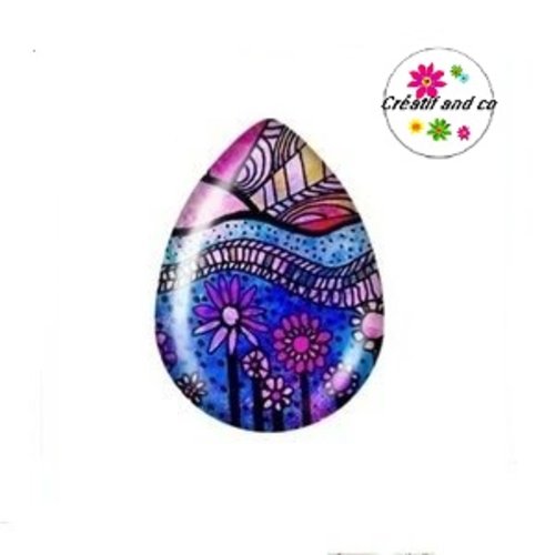 Cabochon goutte fleur 18x25mm
