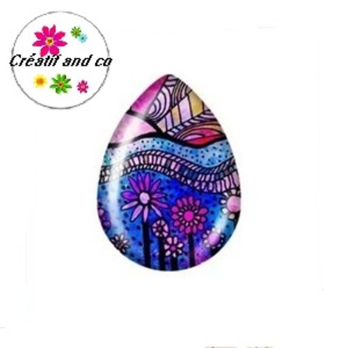 Cabochon goutte fleur 18x25mm