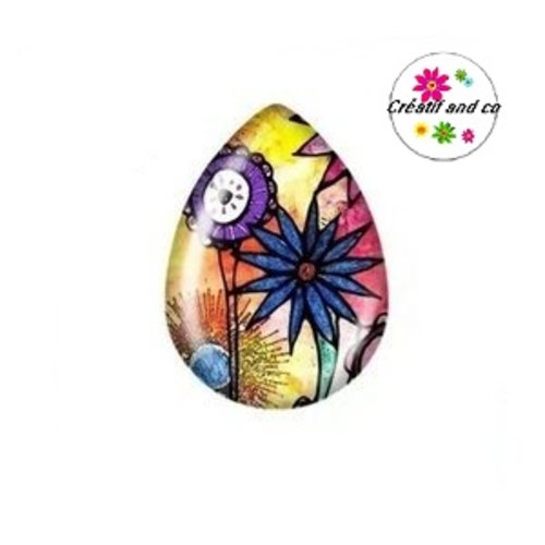 Cabochon goutte fleur 18x25mm