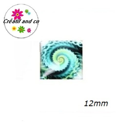 X2 cabochons carrés tourbillon de couleur 12mm