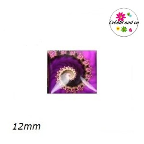 X2 cabochons carrés tourbillon de couleur 12mm
