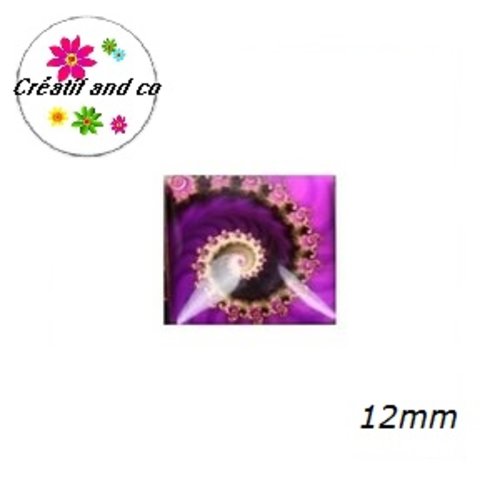 X2 cabochons carrés tourbillon de couleur 12mm
