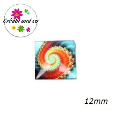 X2 cabochons carrés tourbillon de couleur 12mm
