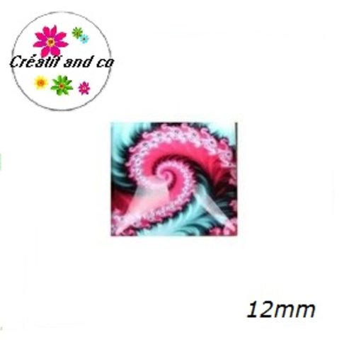 X2 cabochons carrés tourbillon de couleur 12mm