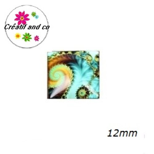 X2 cabochons carrés tourbillon de couleur 12mm