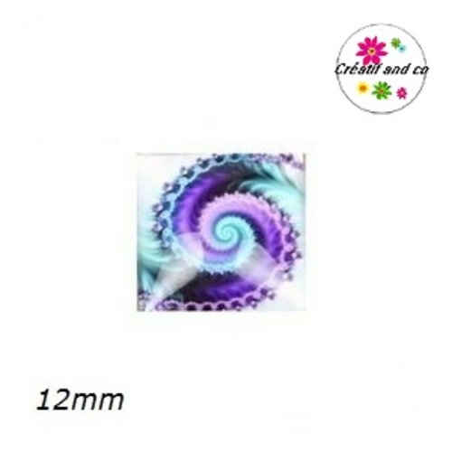 X2 cabochons carrés tourbillon de couleur 12mm