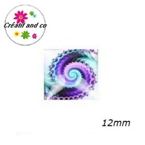 X2 cabochons carrés tourbillon de couleur 12mm