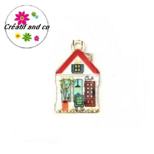 Breloque maison émail 22mm