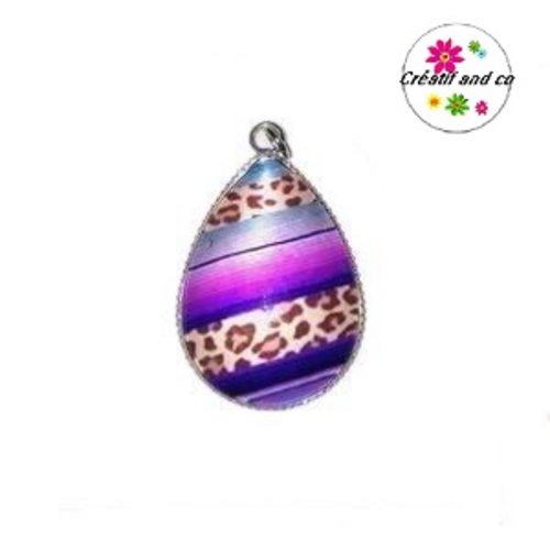 Pendentif cabochon goutte à motif