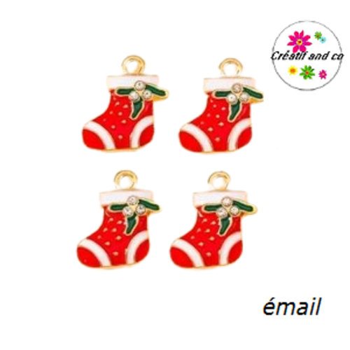 Breloque chaussette noël émail