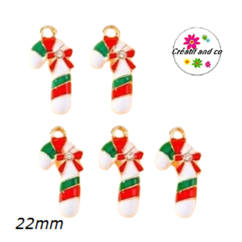 Breloque bâton de sucre d'orge émail