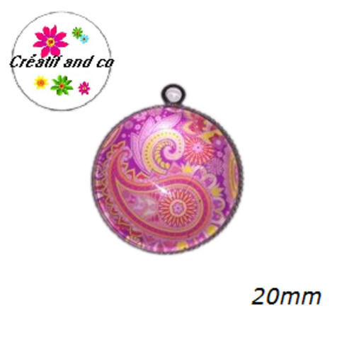 Pendentif cabochon mandala 20mm