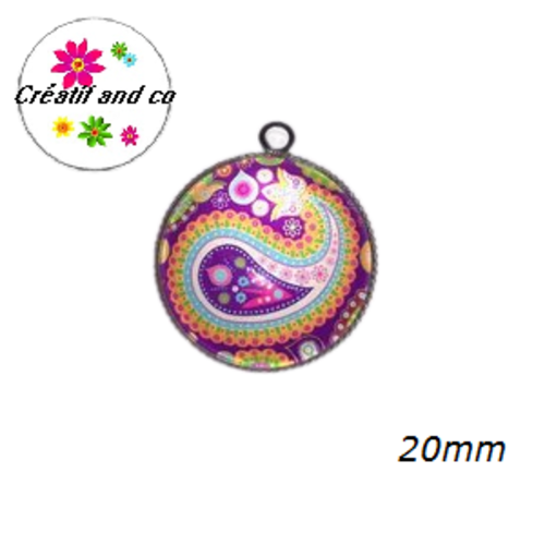 Pendentif cabochon mandala  20mm