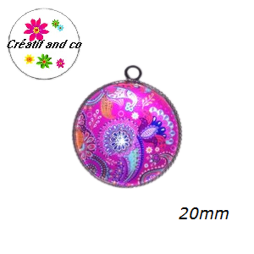 Pendentif cabochon mandala 20mm