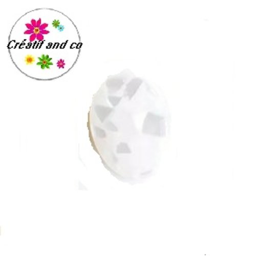 X2 cabochons ovales blancs résine 18x25mm
