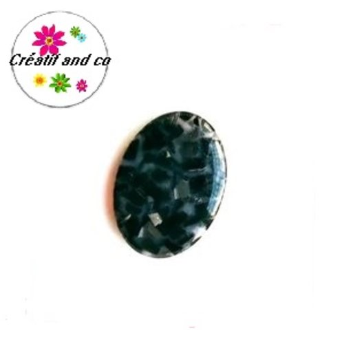 X2 cabochons ovales noirs résine 18x25mm
