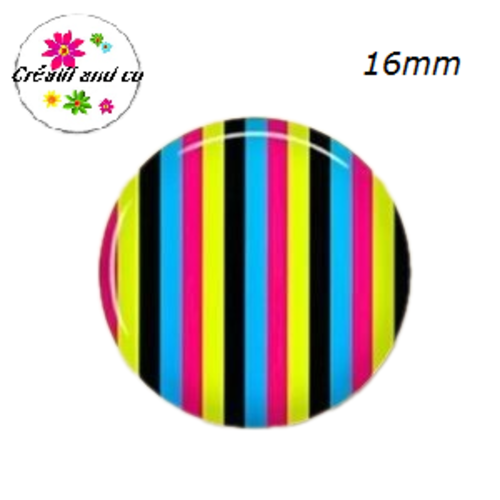 X2 cabochons rayés 16mm
