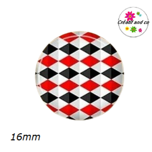 X2 cabochons motifs losanges 16mm