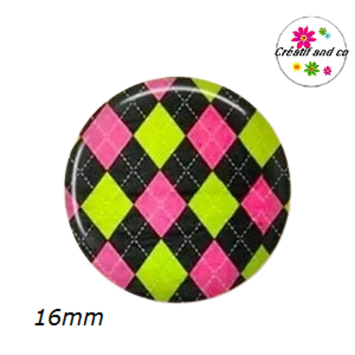 X2 cabochons motifs losanges 16mm