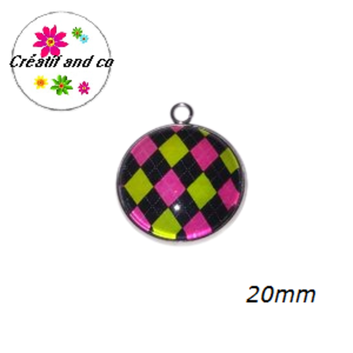 Pendentif cabochon losanges 20mm