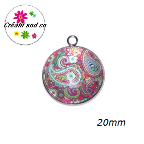Pendentif cabochon mandala 20mm