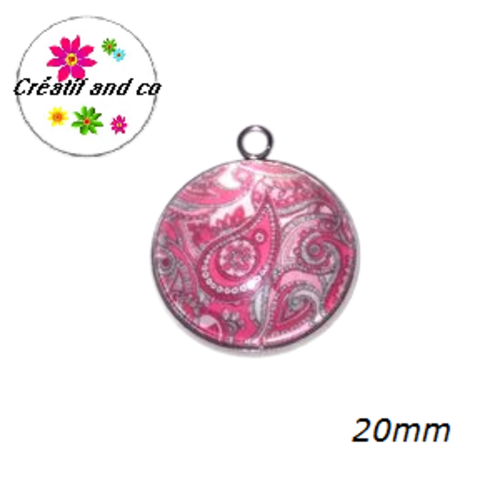 Pendentif cabochon mandala 20mm